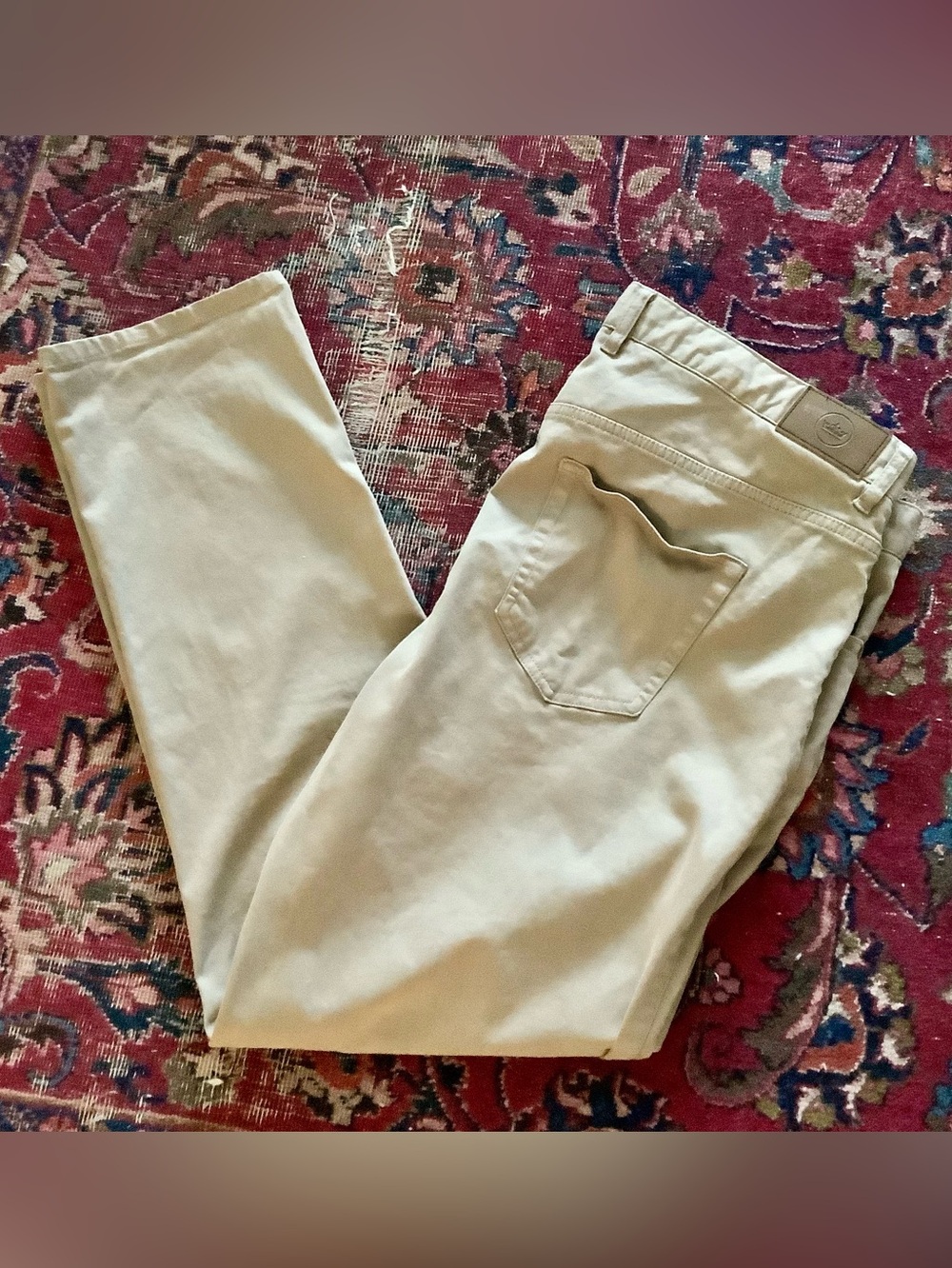 Peter Millar Khaki Chino Pants - Tan 5-Pocket Straight Stretch - Sz 40x30